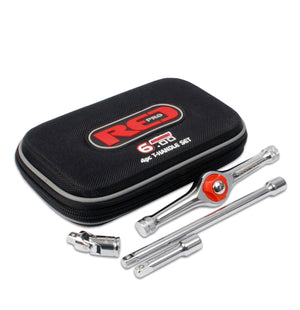 Red Pro Tools 4pc T-Handle Set 1/4" Drive T-Bar Soft Case Tools Set