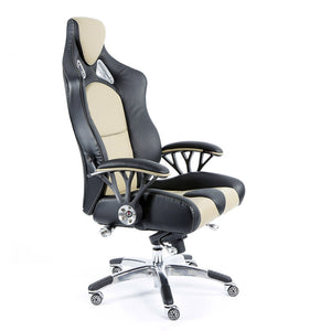 ProMech Racing Speed-998 Office Racing Chair Champagne Upholstered in Italian Leather Executive Office Chair Ergonomics E-Sports