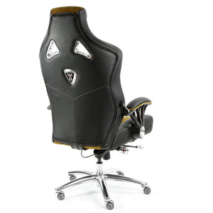 ProMech Speed-998 Office Racing Chair Black & Mustard Alcantara Suede Italian Leather E-Sports Ergonomics