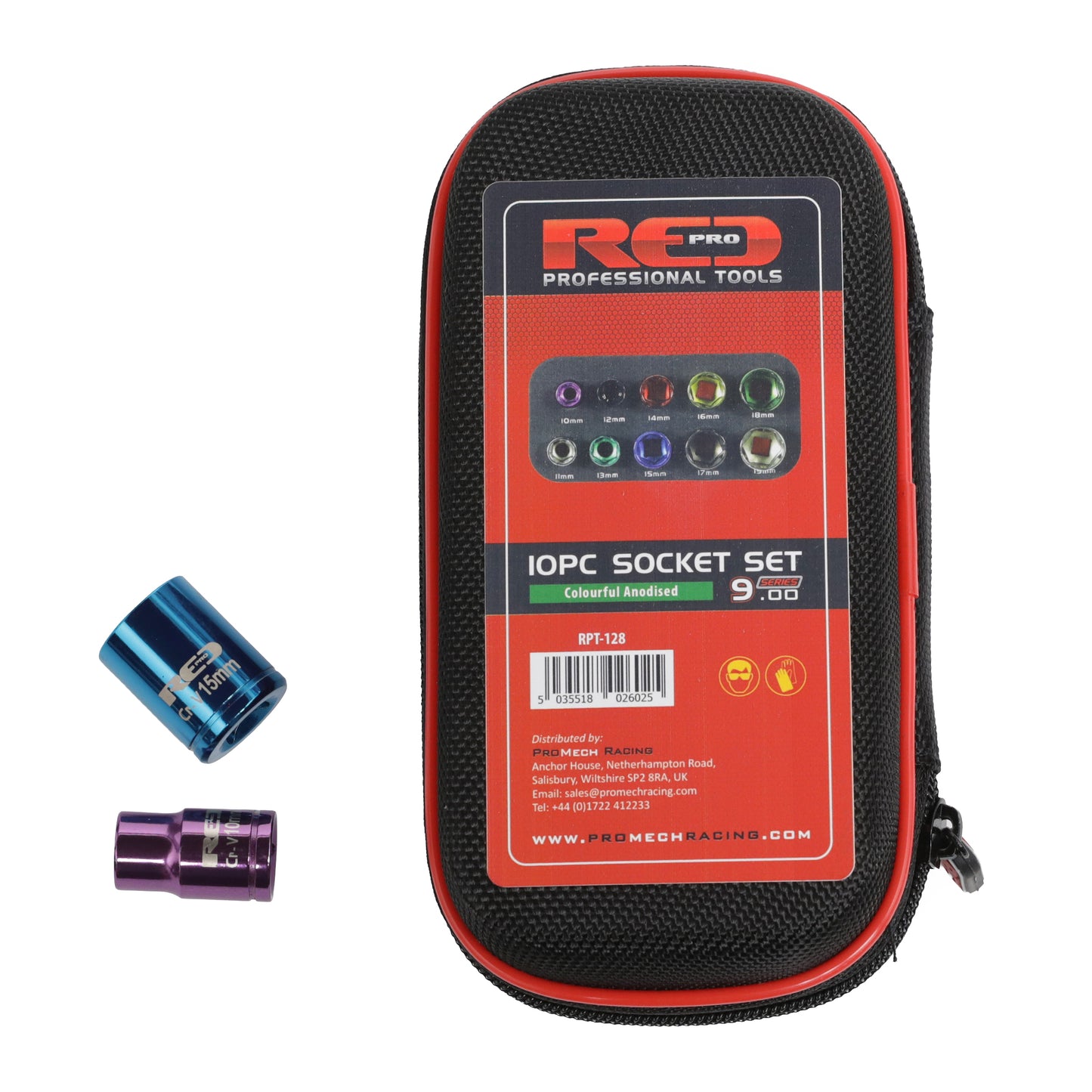 Red Pro Tools 10pc Socket Set 3/8" Drive (9.00 Series)