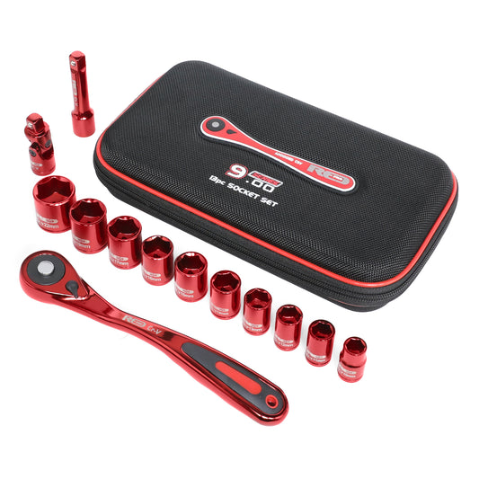 Red Pro Tools 13pc Socket Set 3/8" Drive (9.00 Series)