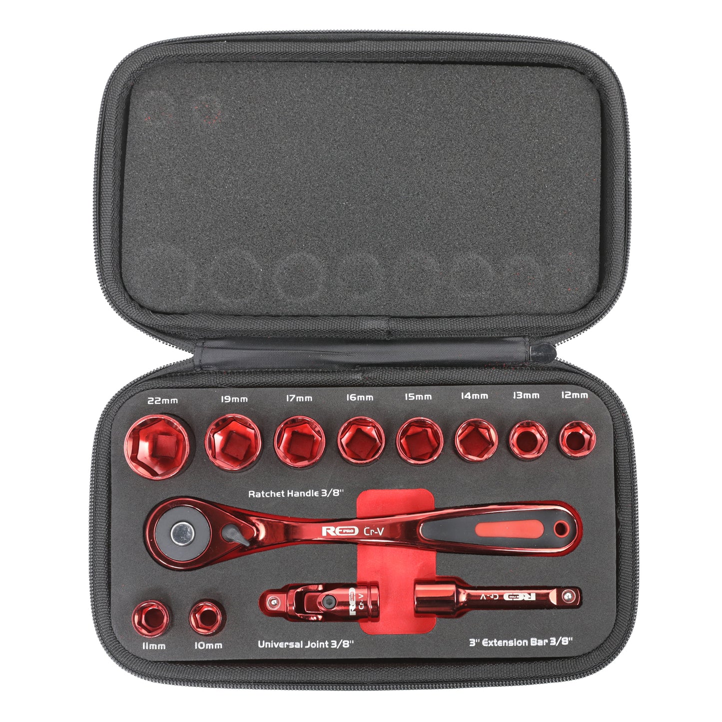 Red Pro Tools 13pc Socket Set 3/8" Drive (9.00 Series)