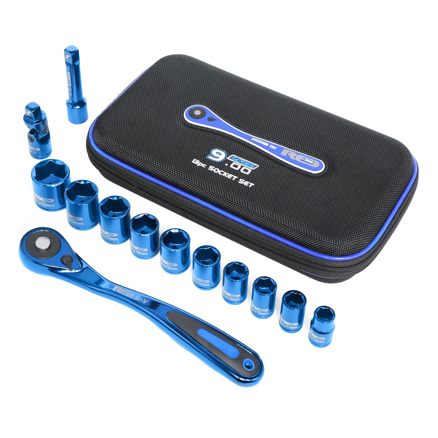 Red Pro Tools 13pc Socket Set 3/8" Drive (9.00 Series) - Blue