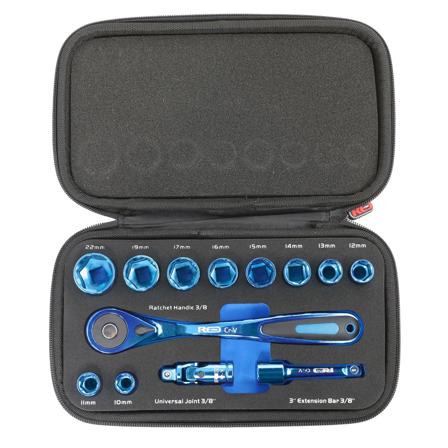 Red Pro Tools 13pc Socket Set 3/8" Drive (9.00 Series) - Blue
