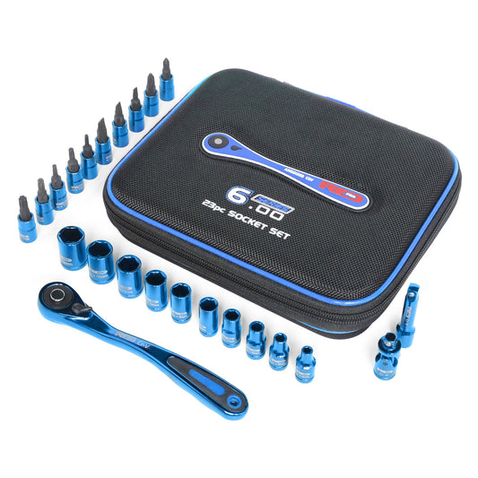 Red Pro Tools 23pc Socket Set 1/4" Drive (6.00 Series) - Blue