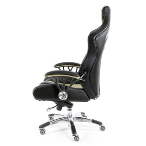 ProMech Racing Speed-998 Office Racing Chair Champagne Upholstered in Italian Leather Executive Office Chair Ergonomics E-Sports