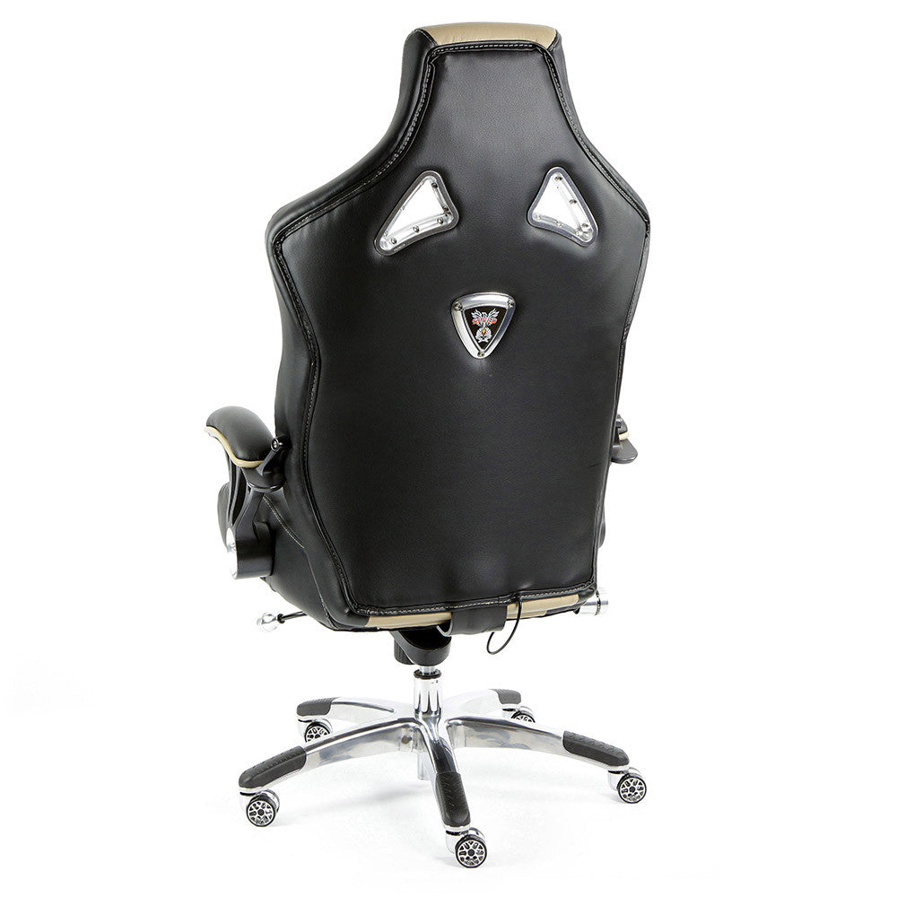 ProMech Racing Speed-998 Office Racing Chair Champagne Upholstered in Italian Leather Executive Office Chair Ergonomics E-Sports