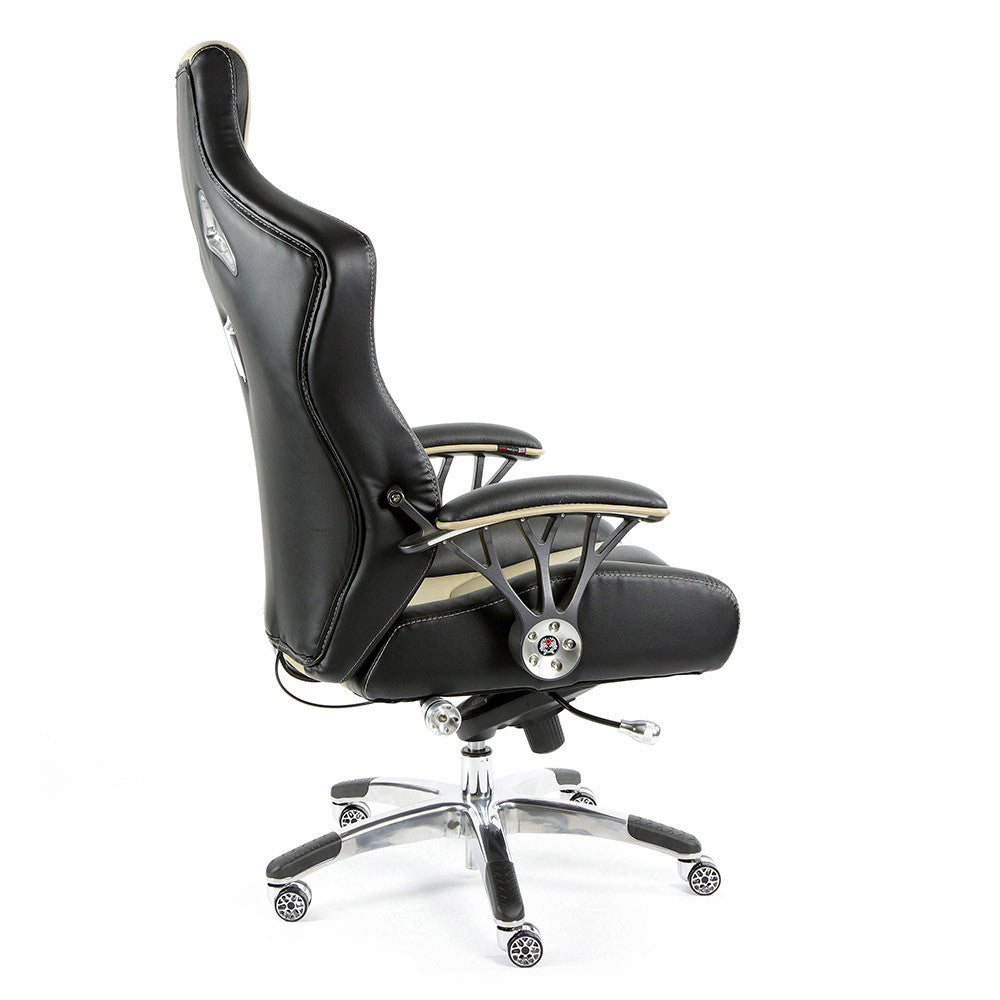 ProMech Racing Speed-998 Office Racing Chair Champagne Upholstered in Italian Leather Executive Office Chair Ergonomics E-Sports
