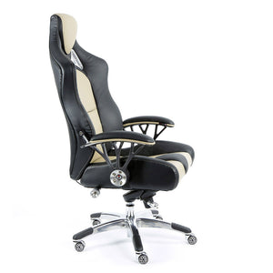 ProMech Racing Speed-998 Office Racing Chair Champagne Upholstered in Italian Leather Executive Office Chair Ergonomics E-Sports