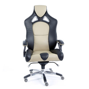 ProMech Racing Speed-998 Office Racing Chair Champagne Upholstered in Italian Leather Executive Office Chair Ergonomics E-Sports