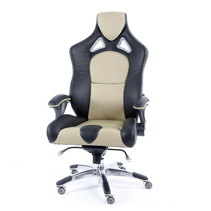 ProMech Racing Speed-998 Office Racing Chair Champagne Upholstered in Italian Leather Executive Office Chair Ergonomics E-Sports