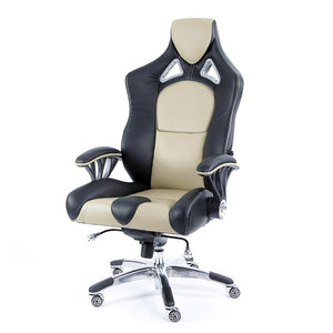 ProMech Racing Speed-998 Office Racing Chair Champagne Upholstered in Italian Leather Executive Office Chair Ergonomics E-Sports