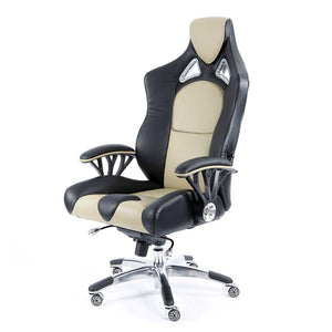 ProMech Racing Speed-998 Office Racing Chair Champagne Upholstered in Italian Leather Executive Office Chair Ergonomics E-Sports