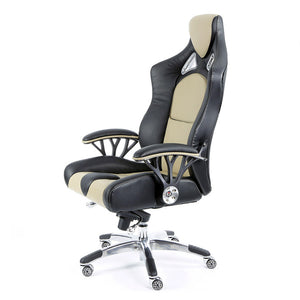 ProMech Racing Speed-998 Office Racing Chair Champagne Upholstered in Italian Leather Executive Office Chair Ergonomics E-Sports