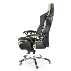 ProMech Racing Speed-998 Office Racing Chair Champagne Upholstered in Italian Leather Executive Office Chair Ergonomics E-Sports