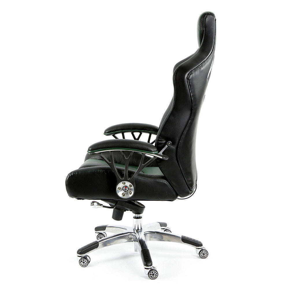 ProMech Racing Speed-998 Office Racing Chair British Racing Green Upholstered in Full Italian Leather Ergonomics E-Sports