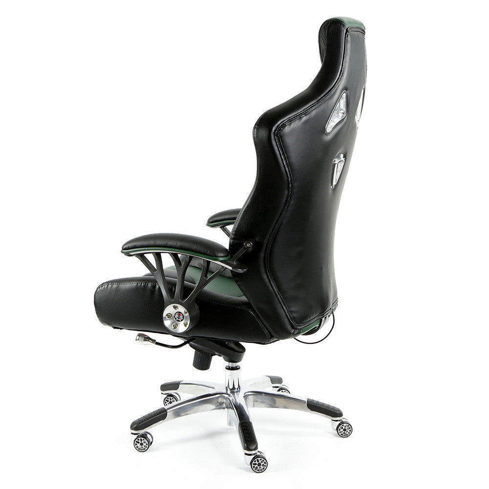 ProMech Racing Speed-998 Office Racing Chair British Racing Green Upholstered in Full Italian Leather Ergonomics E-Sports