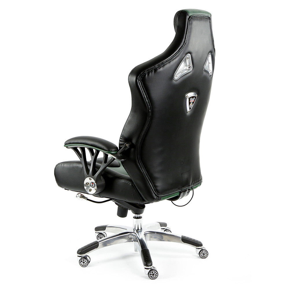 ProMech Racing Speed-998 Office Racing Chair British Racing Green Upholstered in Full Italian Leather Ergonomics E-Sports