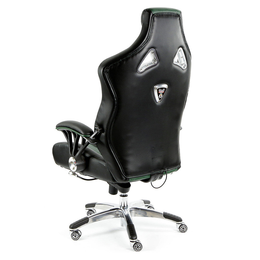 ProMech Racing Speed-998 Office Racing Chair British Racing Green Upholstered in Full Italian Leather Ergonomics E-Sports