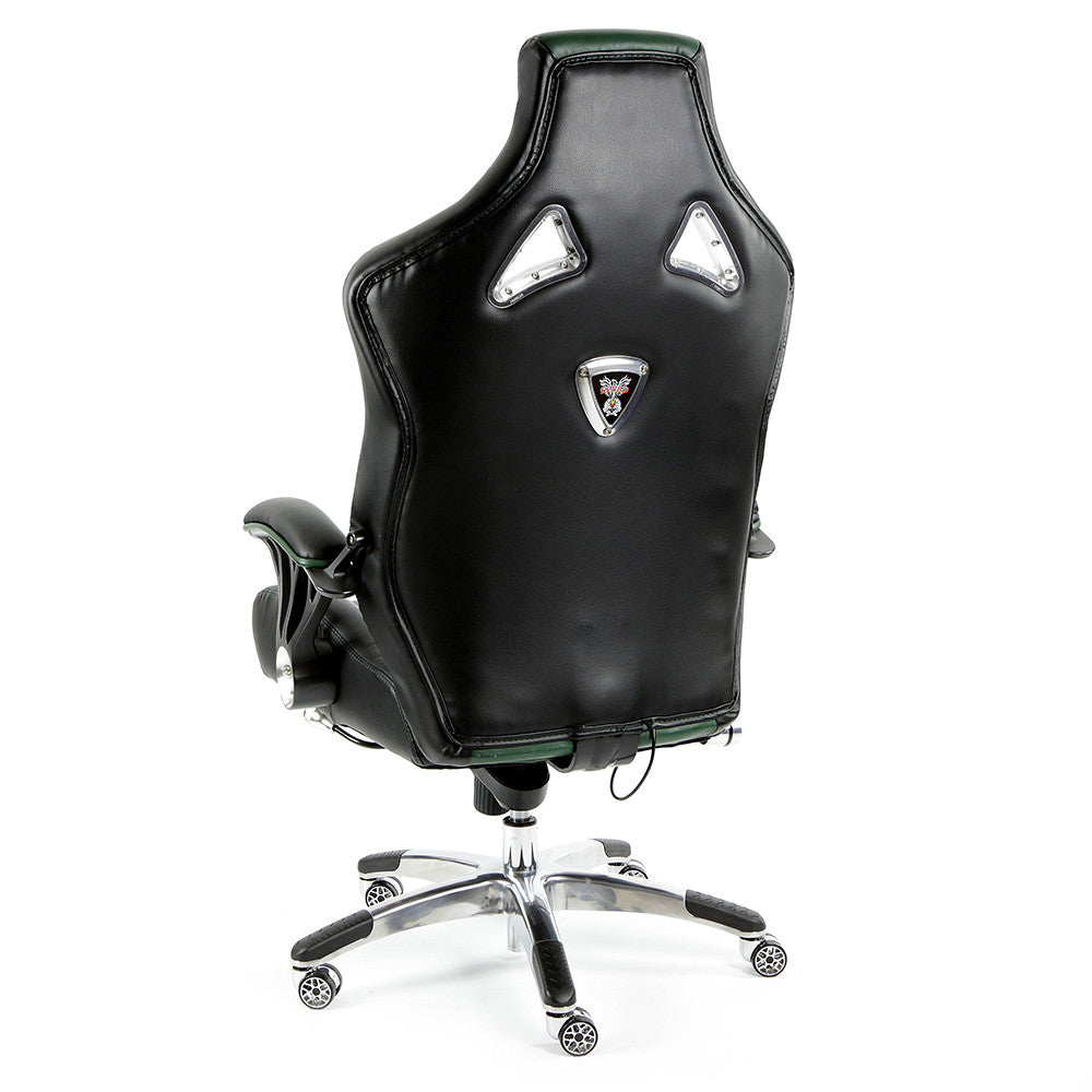 ProMech Racing Speed-998 Office Racing Chair British Racing Green Upholstered in Full Italian Leather Ergonomics E-Sports