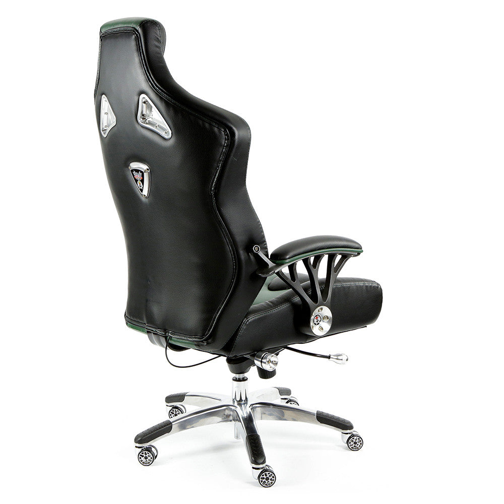 ProMech Racing Speed-998 Office Racing Chair British Racing Green Upholstered in Full Italian Leather Ergonomics E-Sports