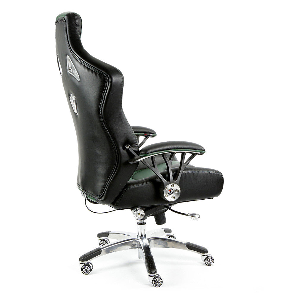 ProMech Racing Speed-998 Office Racing Chair British Racing Green Upholstered in Full Italian Leather Ergonomics E-Sports