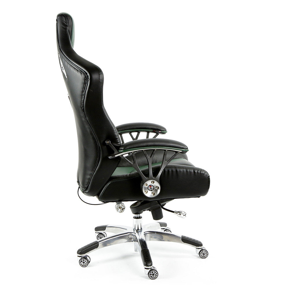 ProMech Racing Speed-998 Office Racing Chair British Racing Green Upholstered in Full Italian Leather Ergonomics E-Sports