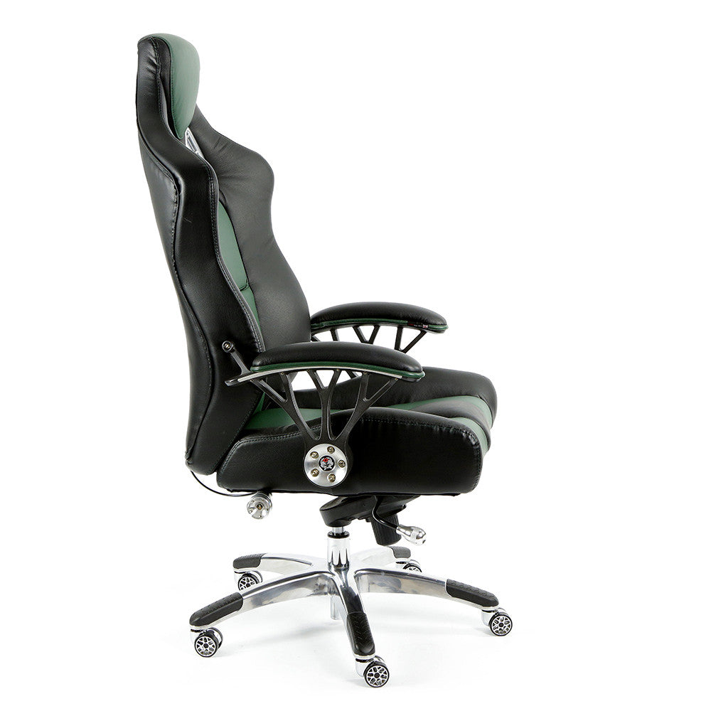 ProMech Racing Speed-998 Office Racing Chair British Racing Green Upholstered in Full Italian Leather Ergonomics E-Sports