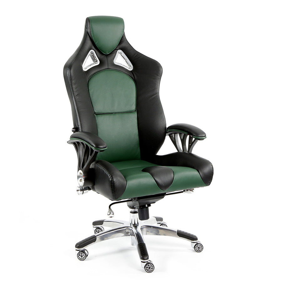 ProMech Racing Speed-998 Office Racing Chair British Racing Green Upholstered in Full Italian Leather Ergonomics E-Sports