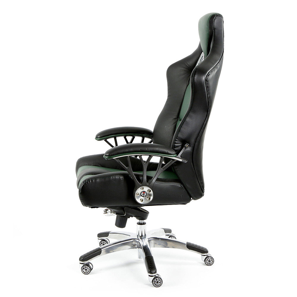 ProMech Racing Speed-998 Office Racing Chair British Racing Green Upholstered in Full Italian Leather Ergonomics E-Sports