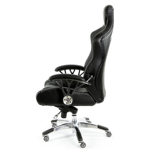 ProMech Racing Speed-998 Office Racing Chair Upholstered in Onyx Black Full Italian Leather Bucket Seat E-Sports