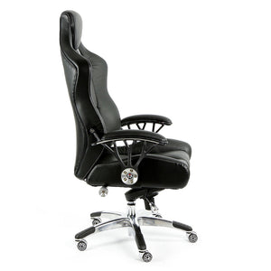 ProMech Racing Speed-998 Office Racing Chair Upholstered in Onyx Black Full Italian Leather Bucket Seat E-Sports