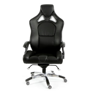 ProMech Racing Speed-998 Office Racing Chair Upholstered in Onyx Black Full Italian Leather Bucket Seat E-Sports