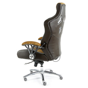 ProMech Racing Speed-998 Office Racing Chair Brown Cowhide Upholstered Calf Skin Leather Statement Piece 