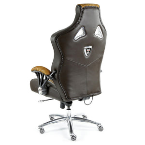 ProMech Racing Speed-998 Office Racing Chair Brown Cowhide Upholstered Calf Skin Leather Statement Piece 