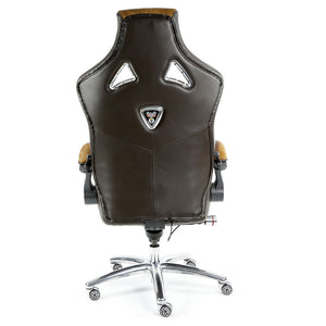 ProMech Racing Speed-998 Office Racing Chair Brown Cowhide Upholstered Calf Skin Leather Statement Piece 