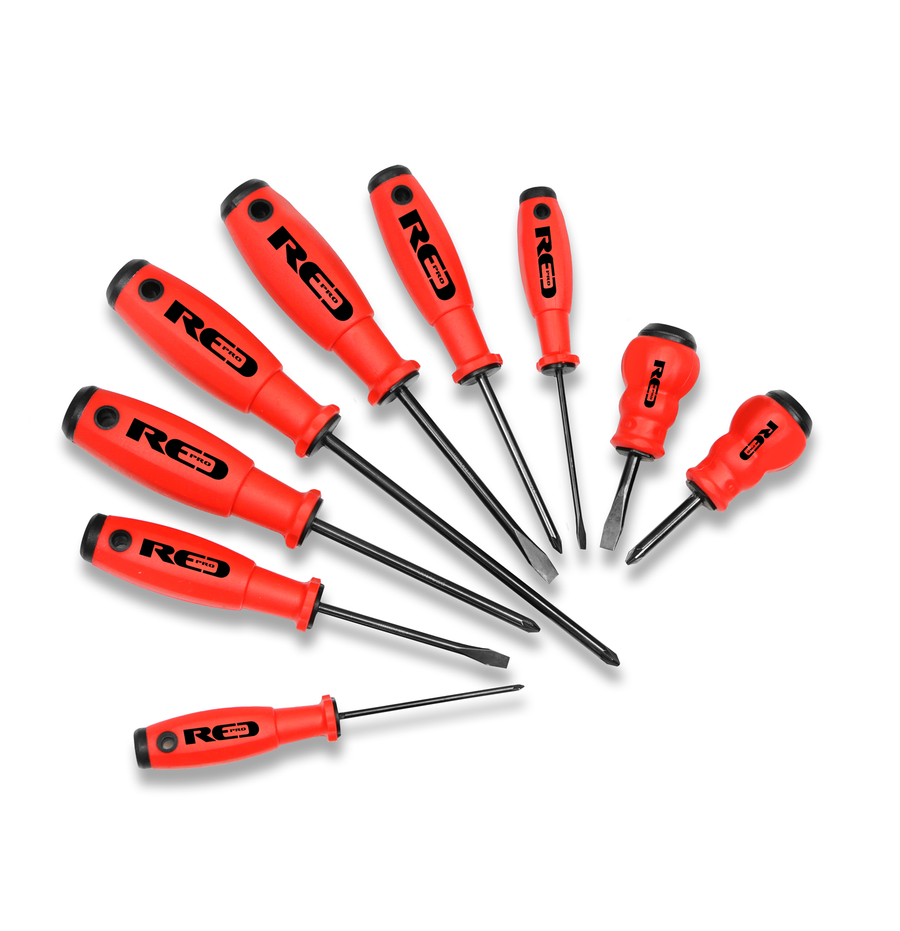 Red Pro Tools 9pc Screwdriver Set