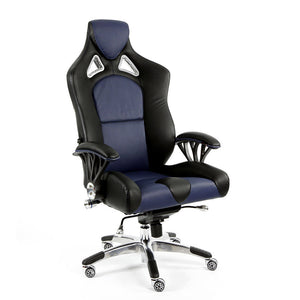 ProMech Racing Speed-998 Office Racing Chair Imperial Blue Upholstered in full Italian Leather Speed998 Designer Office Racing Chair Bucket Seat