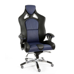 ProMech Racing Speed-998 Office Racing Chair Imperial Blue Upholstered in full Italian Leather Speed998 Designer Office Racing Chair Bucket Seat