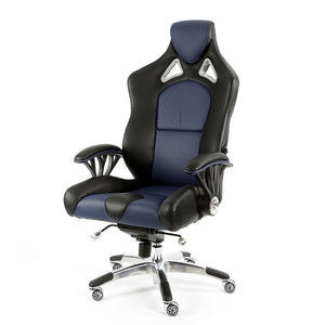 ProMech Racing Speed-998 Office Racing Chair Imperial Blue Upholstered in full Italian Leather Speed998 Designer Office Racing Chair Bucket Seat