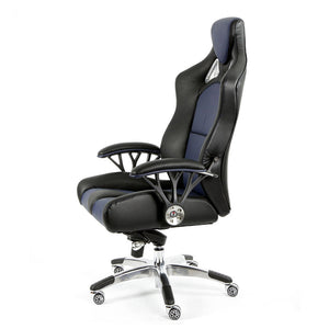 ProMech Racing Speed-998 Office Racing Chair Imperial Blue Upholstered in full Italian Leather Speed998 Designer Office Racing Chair Bucket Seat