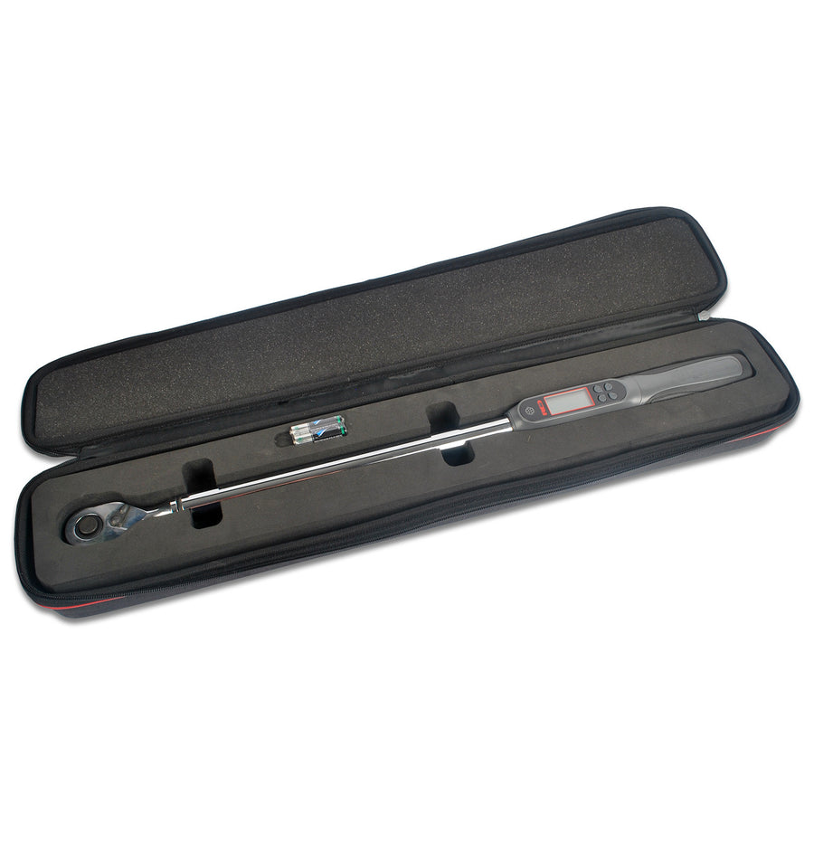 Red Pro Tools Digital Torque Wrench 1/2" Fitting 600mm Soft Case Tools